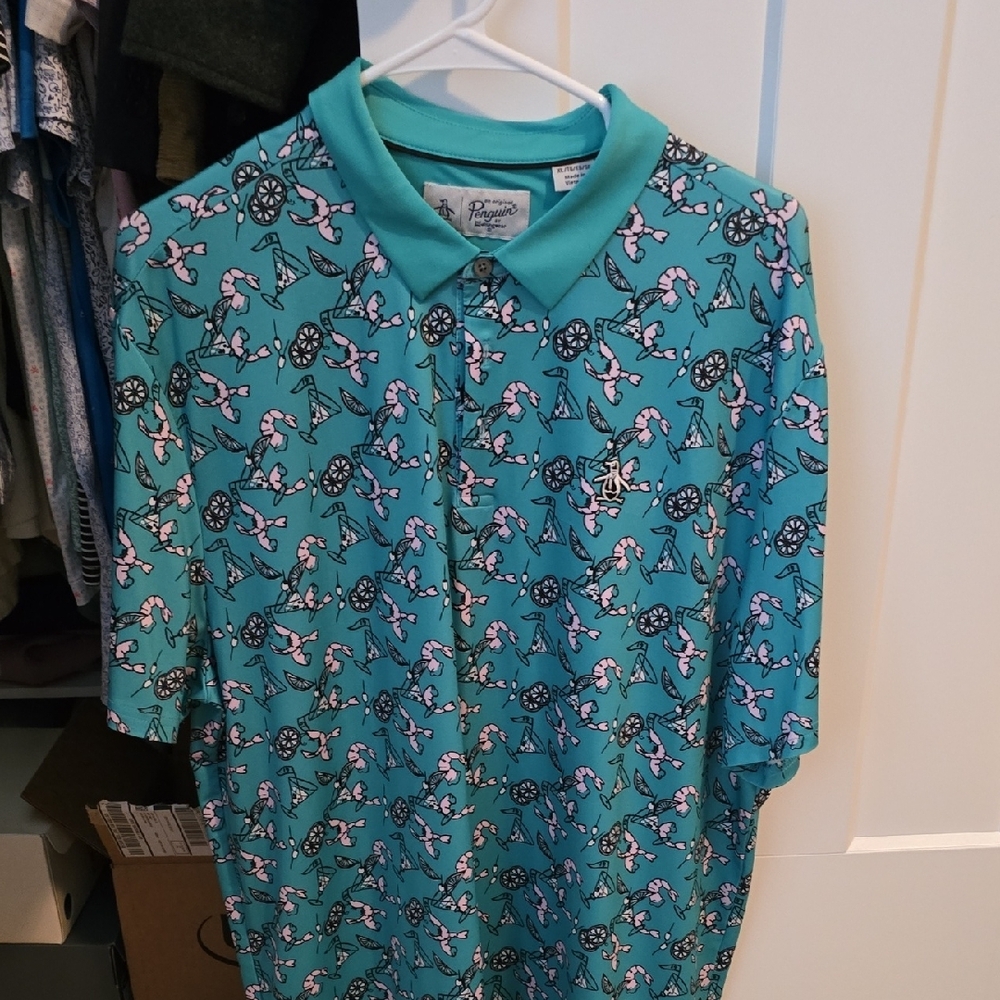 Teal Polo Shirt with Fun Print